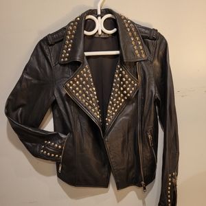 Zara Studded lambskin leather moto jacket